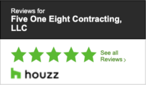 A graphic displaying 5 out of 5 stars for Five One Eight Contracting on the houzz platform.